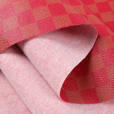 Çantalar için basılı PVC Deri Karışık Renkli Satranç Tahta Sahte Deri Kumaş