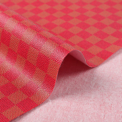 Çantalar için basılı PVC Deri Karışık Renkli Satranç Tahta Sahte Deri Kumaş