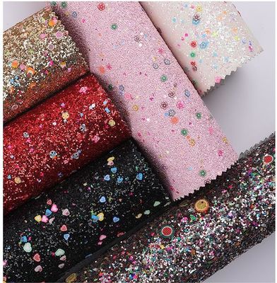 Baskılı Yumuşak Parlak PU Deri Şık Sequins Parlak Şekerlik 1,2 mm Kalınlığı