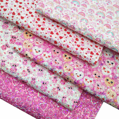 Baskılı Pembe PU Polyurethane Deri Glitter Sevgililer Günü Aşk Şekli Gretel