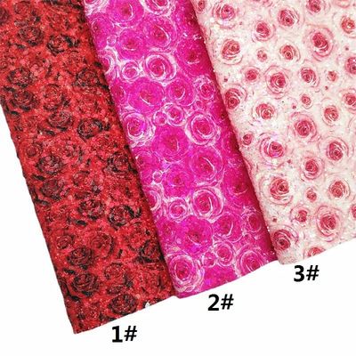 Pembe 100% PU Deri Baskılı Gretel Rose Flower Polyurethane Taklit Deri