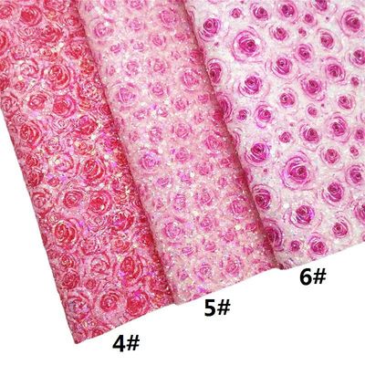 Pembe 100% PU Deri Baskılı Gretel Rose Flower Polyurethane Taklit Deri