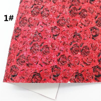 Pembe 100% PU Deri Baskılı Gretel Rose Flower Polyurethane Taklit Deri