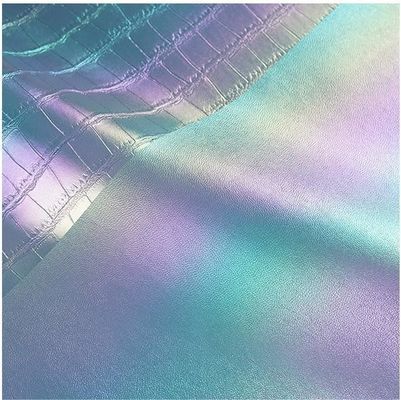 Renkli eğimli timsah PVC sahte yapay deri çanta deri kumaş malzemesi