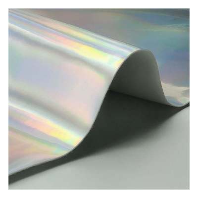 Gökkuşağı Pu Holografik Lazer Film Ayna Deri Sentetik Yapay Suni Deri Ayakkabı Makyaj Çantası El Çantası Deri Kumaş