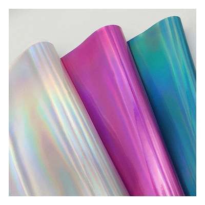 Gökkuşağı Pu Holografik Lazer Film Ayna Deri Sentetik Yapay Suni Deri Ayakkabı Makyaj Çantası El Çantası Deri Kumaş