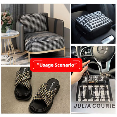 PVC Teknoloji Kumaş Baskılı İskoç Plaid Weave Grain Yapay Sentetik Deri Çanta Kanepe Araba Koltuk Kemeri Ayakkabı Sahte Deri Kumaş