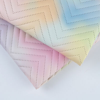 Yeni Moda Gradyan Renkli Baskılı PU Sentetik Suni Deri Kanepe Dekoratif Çanta Paketleme Kutusu Vinil Suni Deri Kumaş