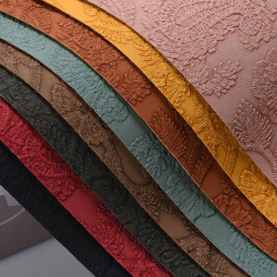 PVC Flower Patterns Embossed Style Artificial Synthetic Leather for Bag Placemat Shoes Decorate Package Box Faux Leather Fabric