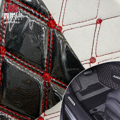 Custom Quilted PVC Leather Car Foot Mat 4.6mm Kalınlığı köpükle kaplanmış Stretchy Fit Embossed Embroidered Car Seats Çantalar için kanepeler