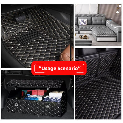 Custom Quilted PVC Leather Car Foot Mat 4.6mm Kalınlığı köpükle kaplanmış Stretchy Fit Embossed Embroidered Car Seats Çantalar için kanepeler