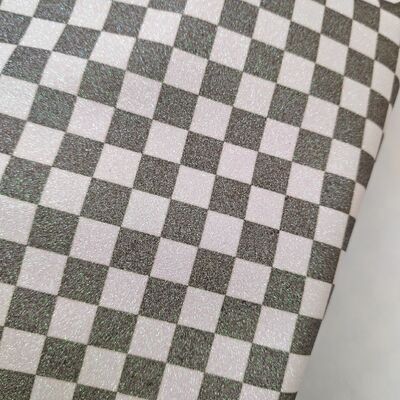Çantalar, Cüzdanlar, Ayakkabılar ve Moda Aksesuarları için Premium Glitter Checker PVC Deri Kumaş
