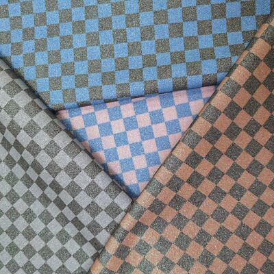 Çantalar, Cüzdanlar, Ayakkabılar ve Moda Aksesuarları için Premium Glitter Checker PVC Deri Kumaş