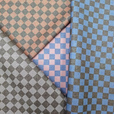 Çantalar, Cüzdanlar, Ayakkabılar ve Moda Aksesuarları için Premium Glitter Checker PVC Deri Kumaş