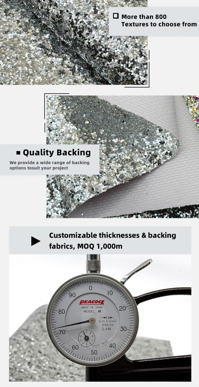 Ayakkabı Takı Zanaat Bavul &Ccedil;anta Ambalaj Kutuları i&ccedil;in Kaba Simli PVC Sentetik Deri Suni Deri Malzeme 5