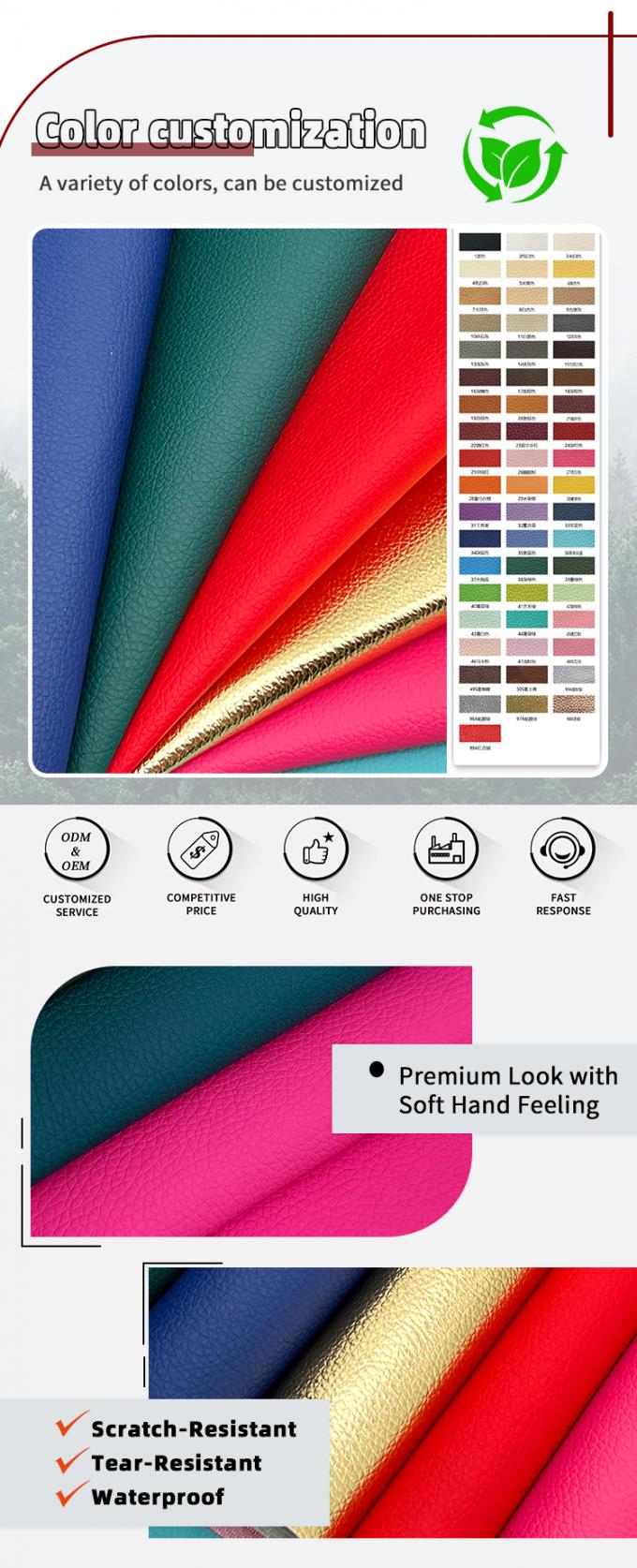 PVC Sentetik Yapay Deri Kabartmalı Litchi Tane Tasarımı Mobilya Kanepe Dekoratif Zanaat &Ccedil;anta Araba Minderi 4