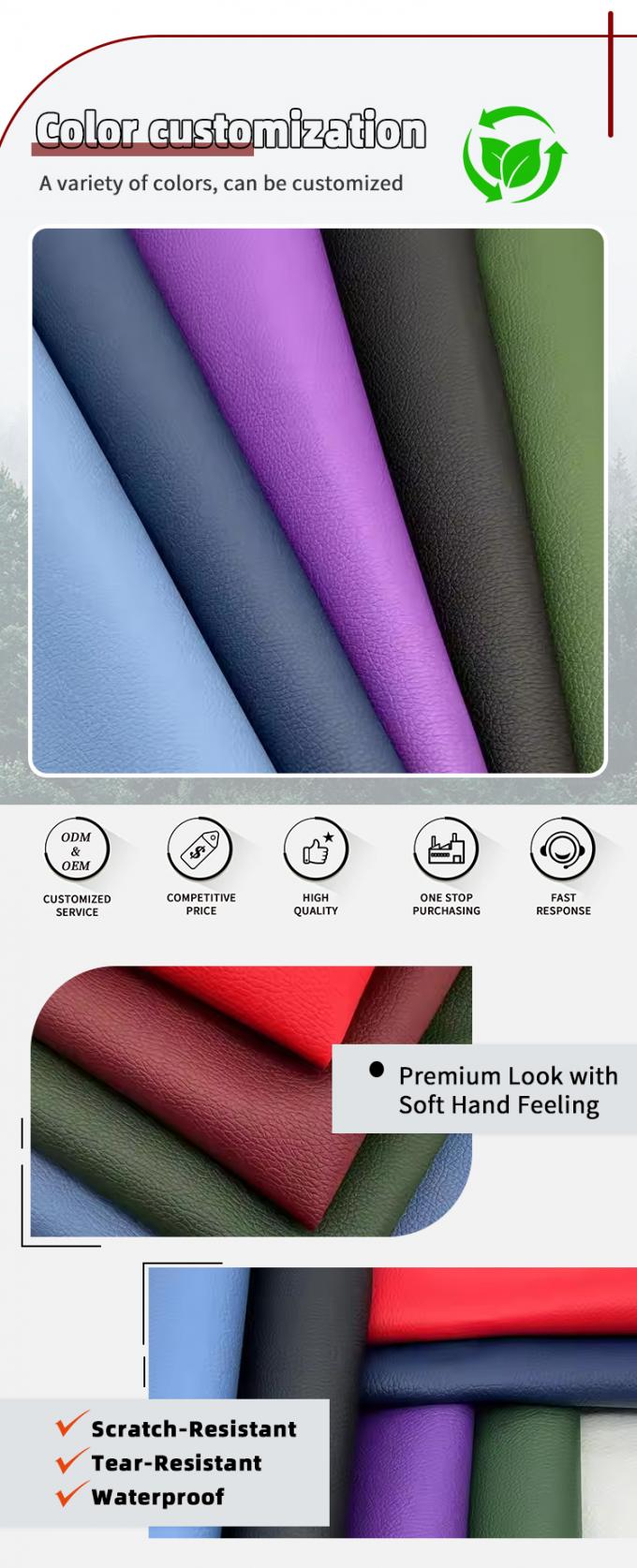 D90 Lychee Embossed False Leather Fabric 150CM Geniş PVC Yapay Sentetik Deri i&ccedil;in Kanepe &Ccedil;antası Sandalye Ara&ccedil; Ayak &Ccedil;atısı Mobilya 4