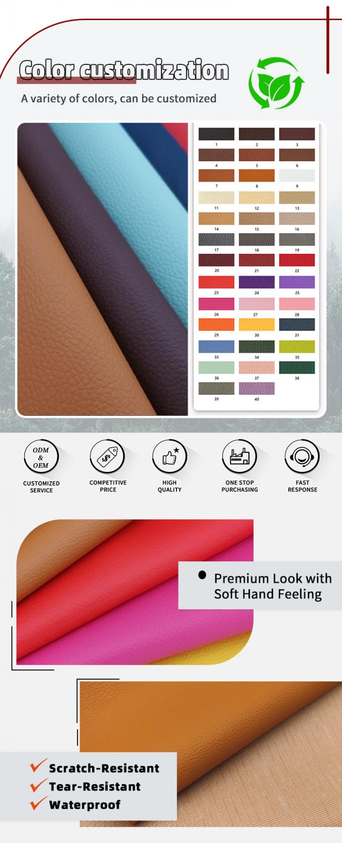 Toptan Çubuklı Litchi PVC örgü Su geçirmez Yapay Sentetik Deri Kanepe Sandalye Mobilya Sahte Deri Malzemesi 4