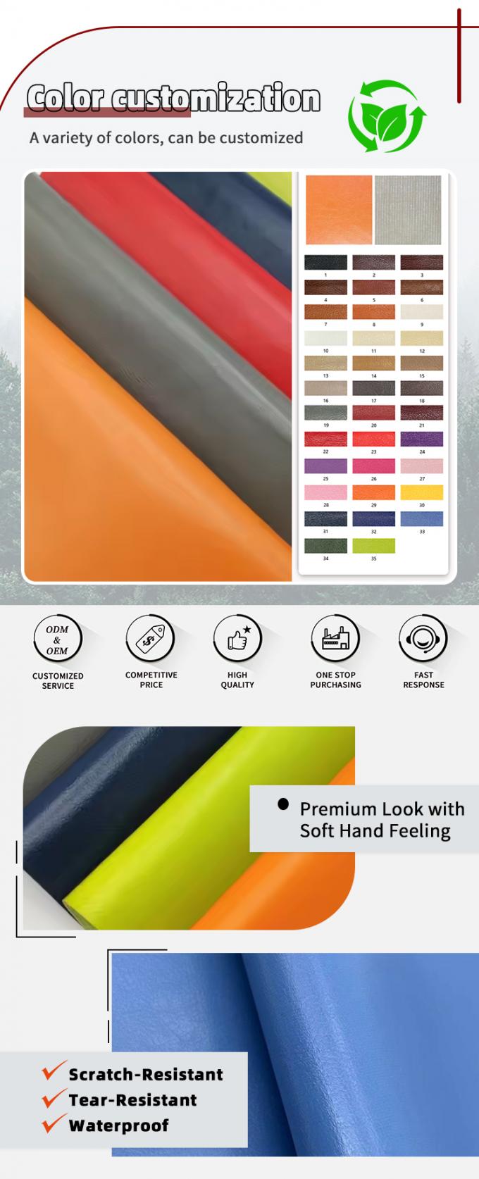 Mobilya i&ccedil;in PVC &Ouml;rg&uuml; Deri Kumaş 57/58" Su Ge&ccedil;irmez Aşınmaya Dayanıklı 4