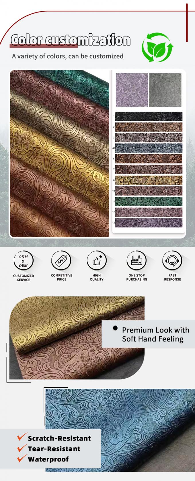 Pvc &Ccedil;i&ccedil;ek Desenli Yapay Suni Deri C&uuml;zdan Kutu Ayakkabı Defter Sahte Deri Kumaş 4