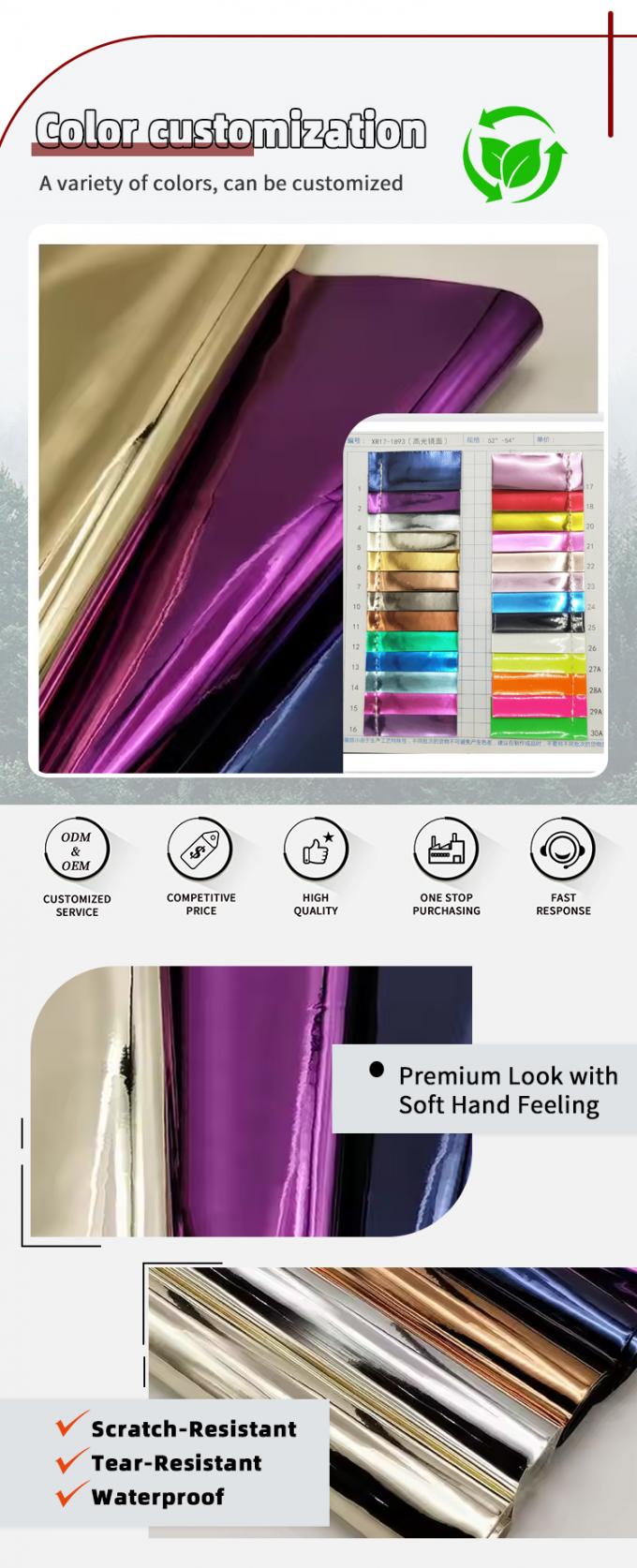 Y&uuml;ksek Kaliteli Sentetik Suni Ayakkabı El &Ccedil;antası Defter Deri Pu G&ouml;kkuşağı Holografik Metalik Renkli Ayna Deri Kumaş 4