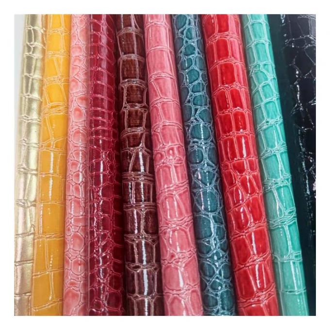 Yüksek Parlaklıkta Taş Desenli PVC Suni Deri Hayvan Desenli Ayakkabı Çanta ve Çanta Suni Deri Kumaş 9