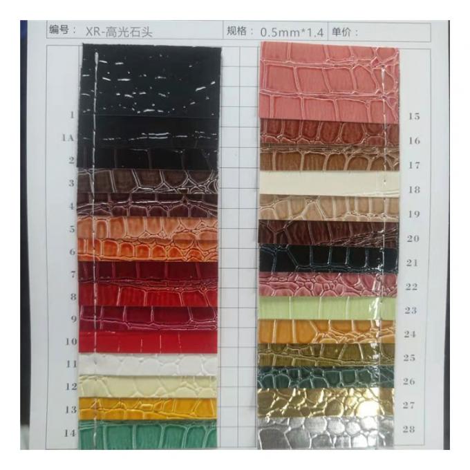 Yüksek Parlaklıkta Taş Desenli PVC Suni Deri Hayvan Desenli Ayakkabı Çanta ve Çanta Suni Deri Kumaş 16