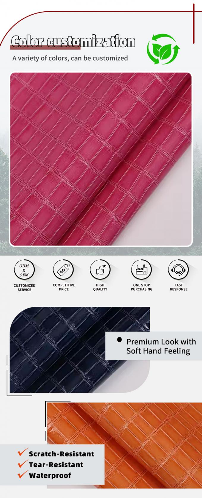 Parlak PVC Bambu Desenli Suni Deri Ayakkabı Çanta Kutu Suni Deri Kumaş 4